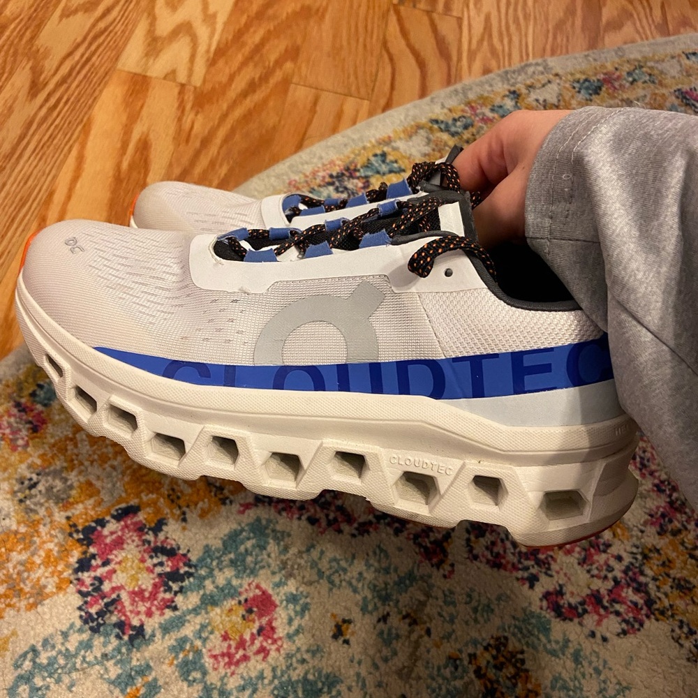 On Running Men's White and Blue Running Shoes